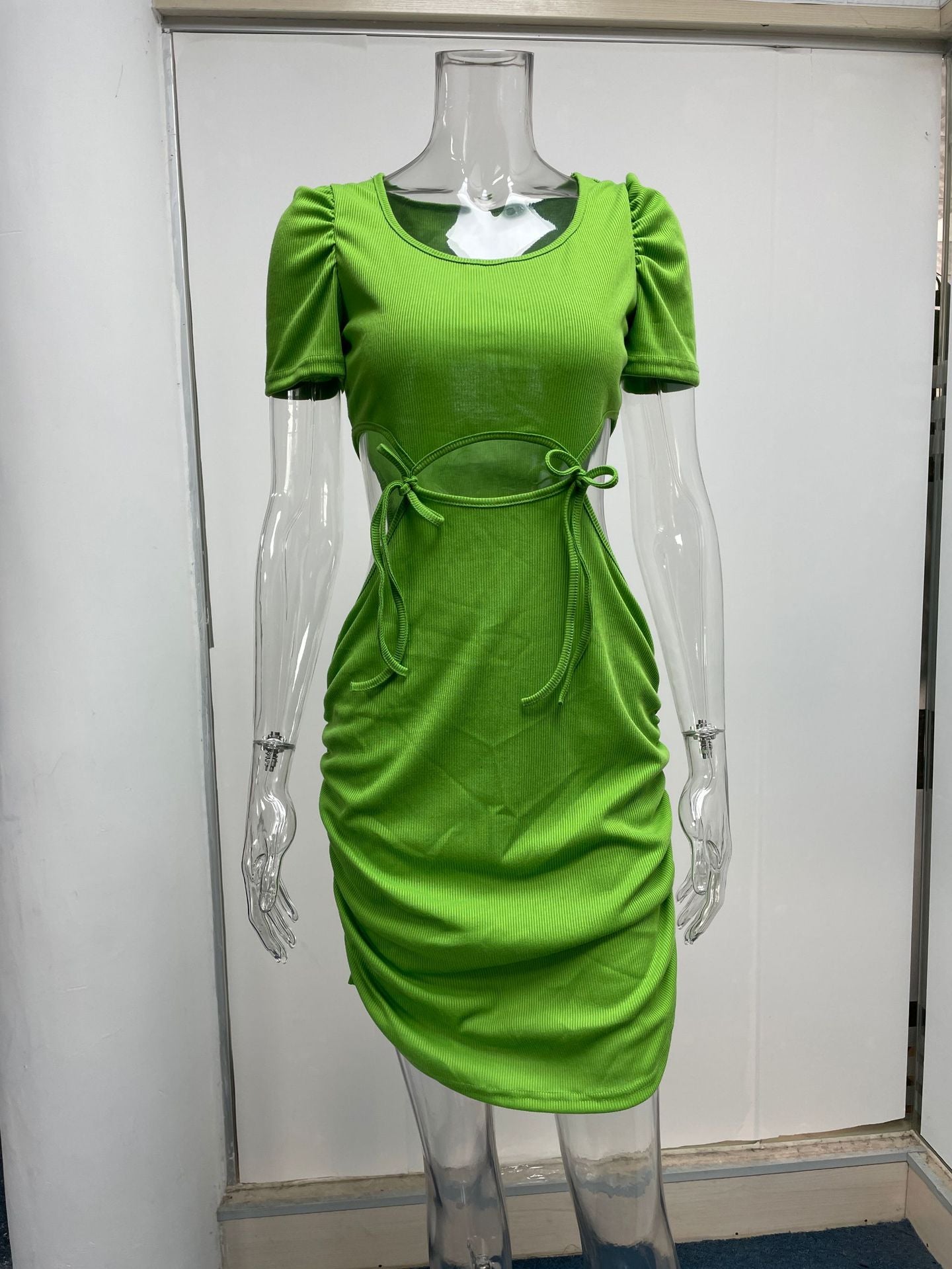 Blue Dress Women Short Sleeved Sheath Skinny Short