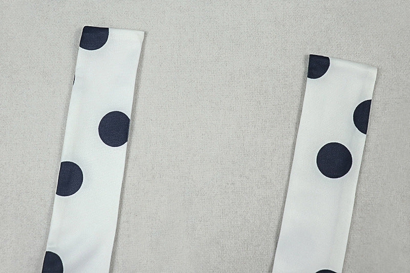 Women Wear Waist Pleated Polka Dot A line Dress Printed Halter Short Dress