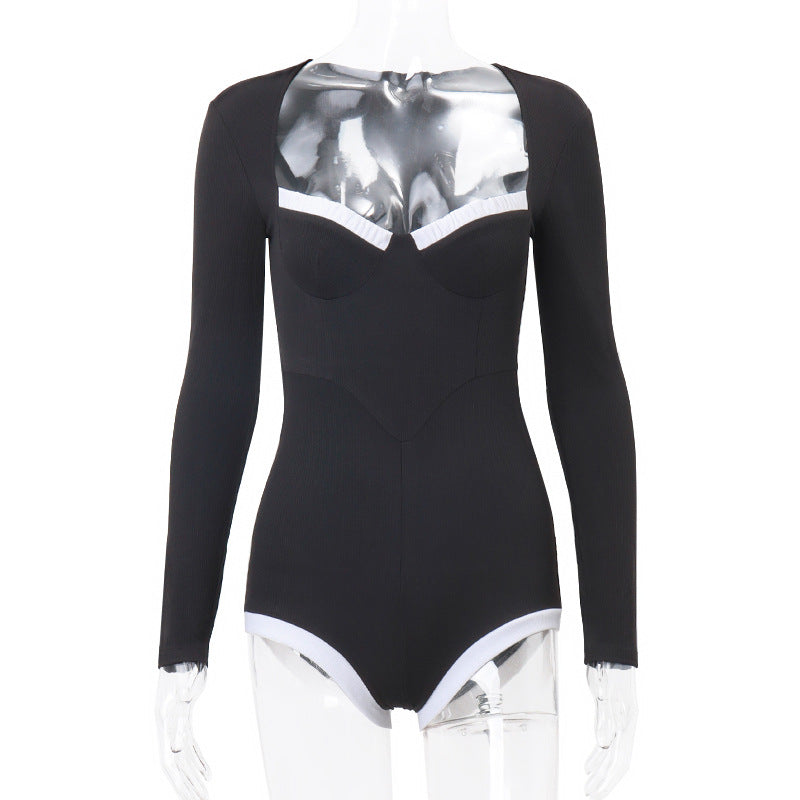 Women Clothing Autumn Sexy Girls Sexy Slim Waist Long Sleeve Jumpsuit Women