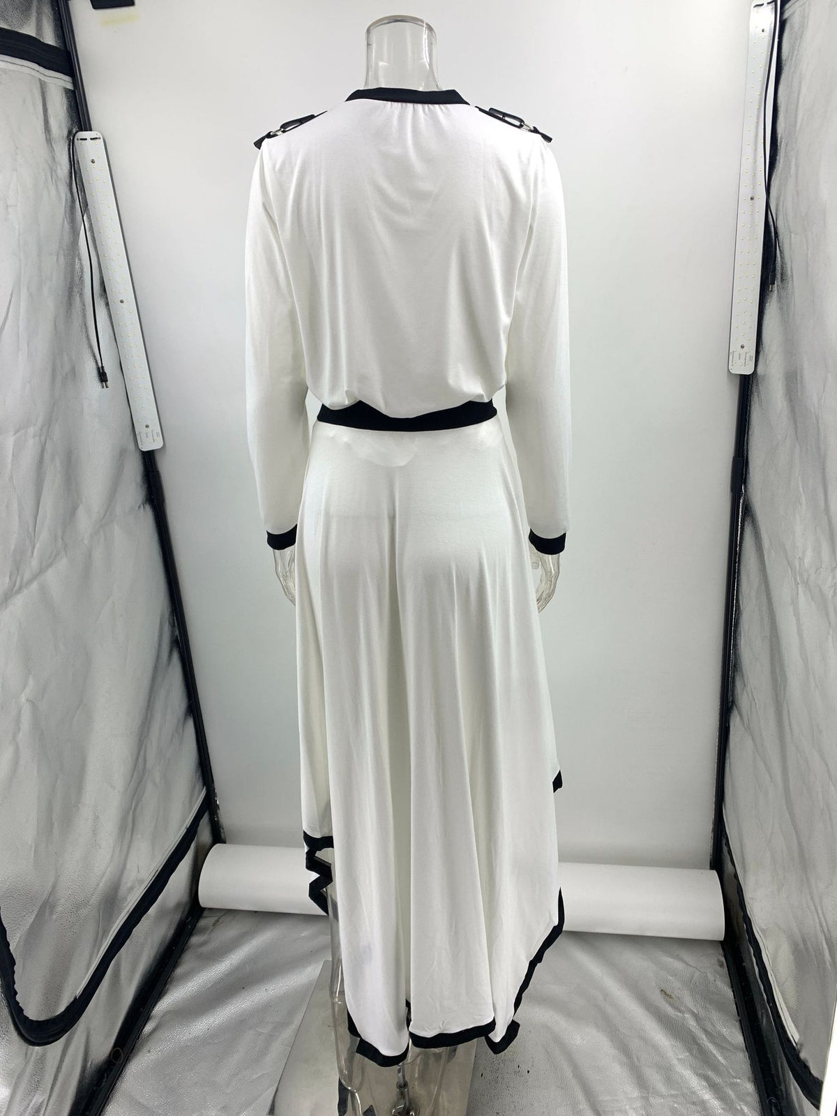 Spring Autumn Long Sleeve Irregular Asymmetric Solid Skirt Two Piece Set