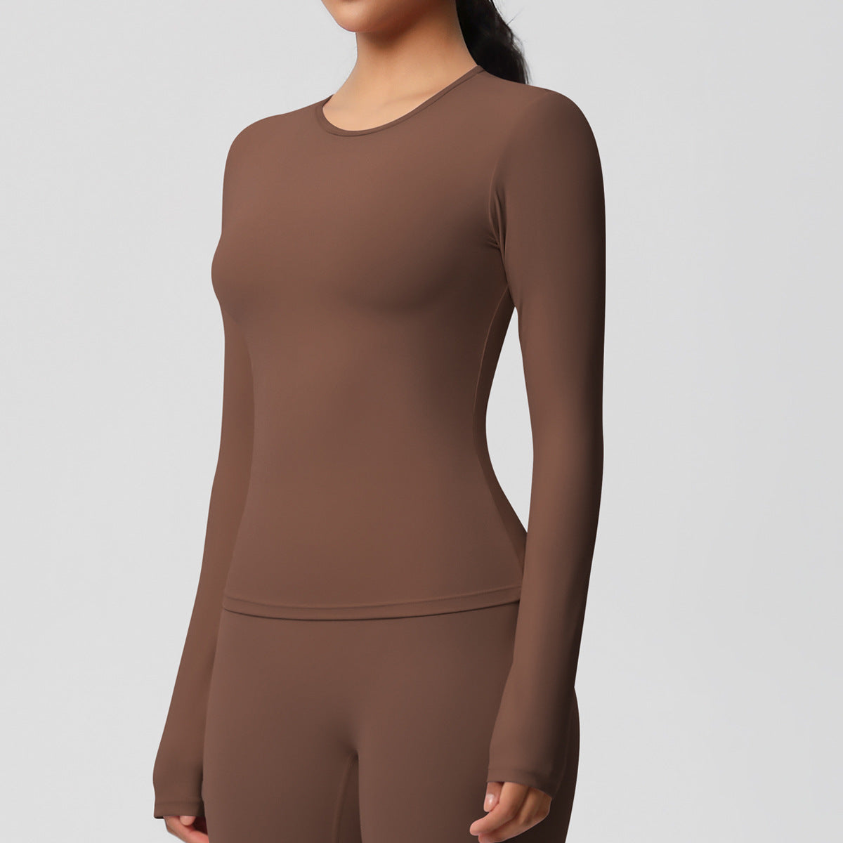 Nude Feel Brushed Slimming Tight High-Strength Running Pilates Daily Workout Clothes Yoga Long Sleeve Women