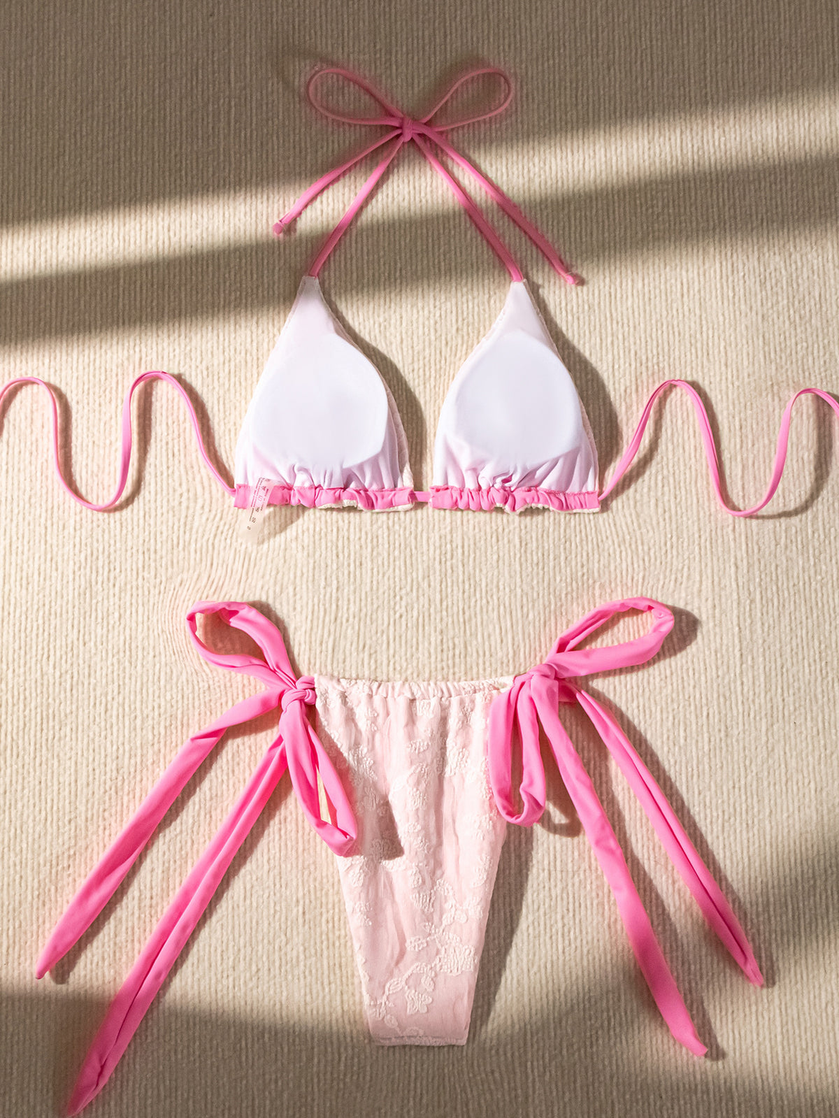 Women Seperated Swimwear Lace Sweet Halter Lace up Sexy Swimsuit