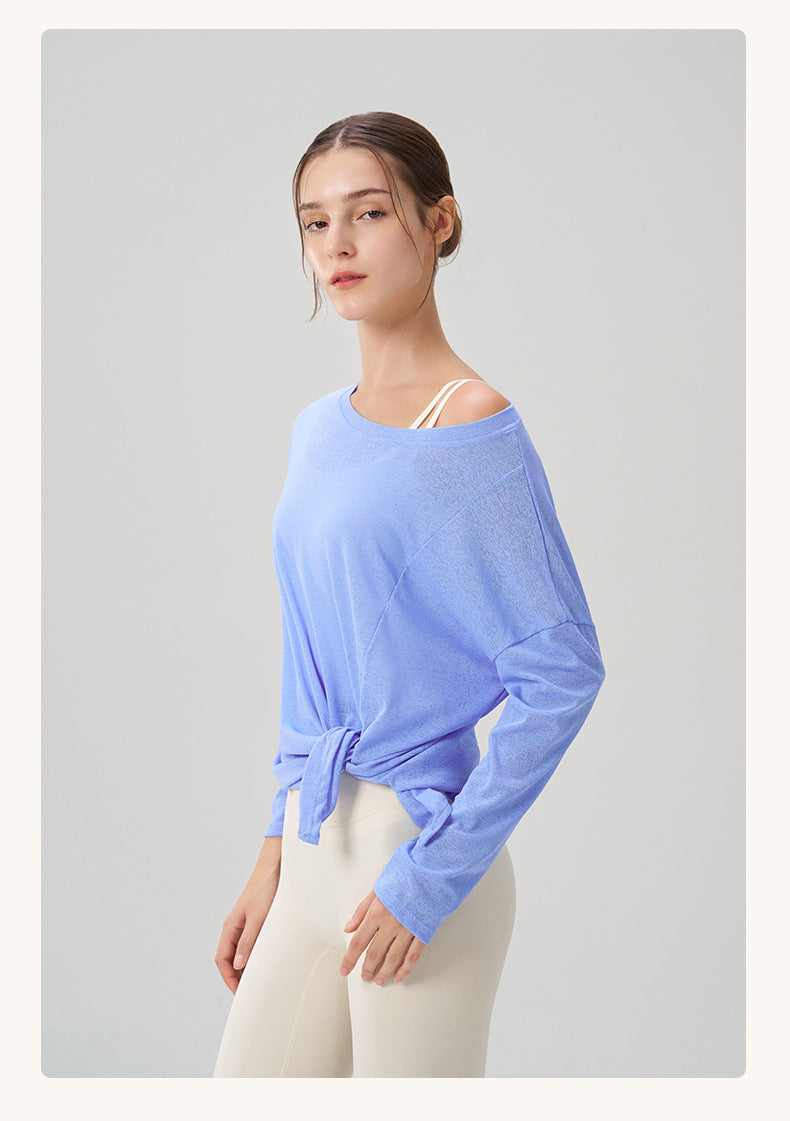 Summer Breathable Yoga Blouse Women Split Sports Fitness Top Lightweight Yoga Clothes Long Sleeve