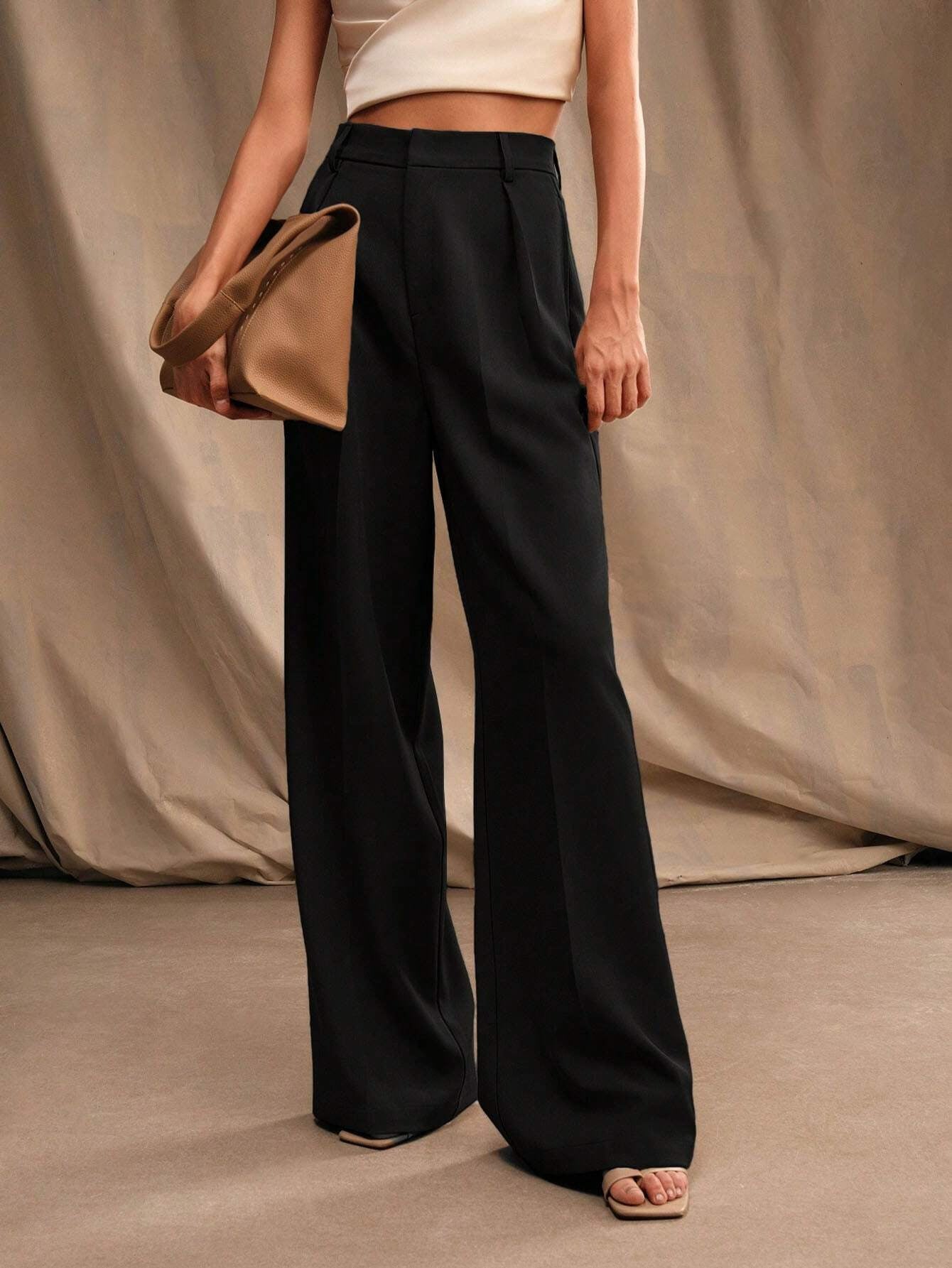 Women Wide Leg Pants Women Spring Autumn High Waist Design Loose Casual Straight Slimming