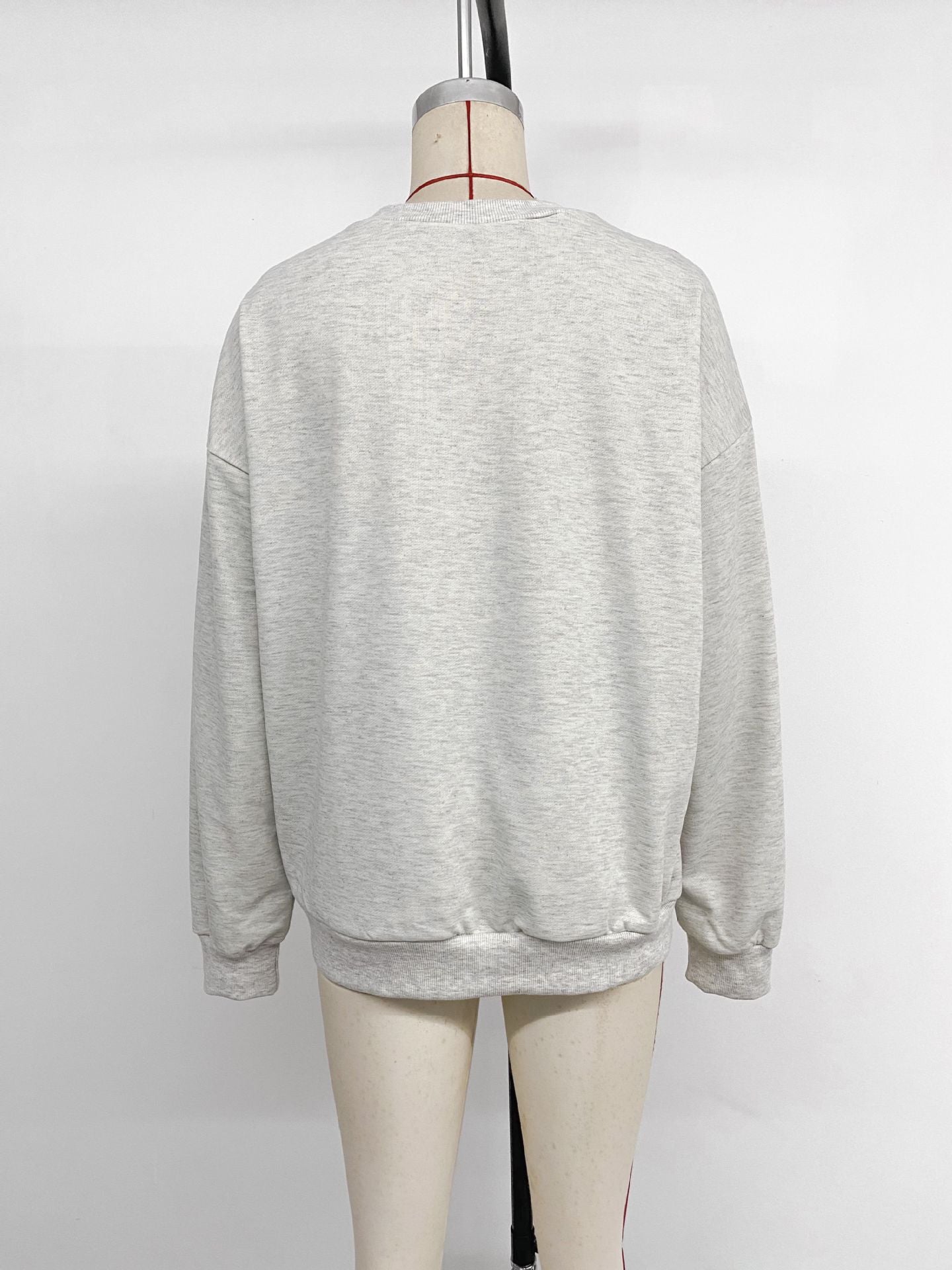 Spring Autumn Casual Simple Top round Neck Trim Contrast Color Sweatshirt