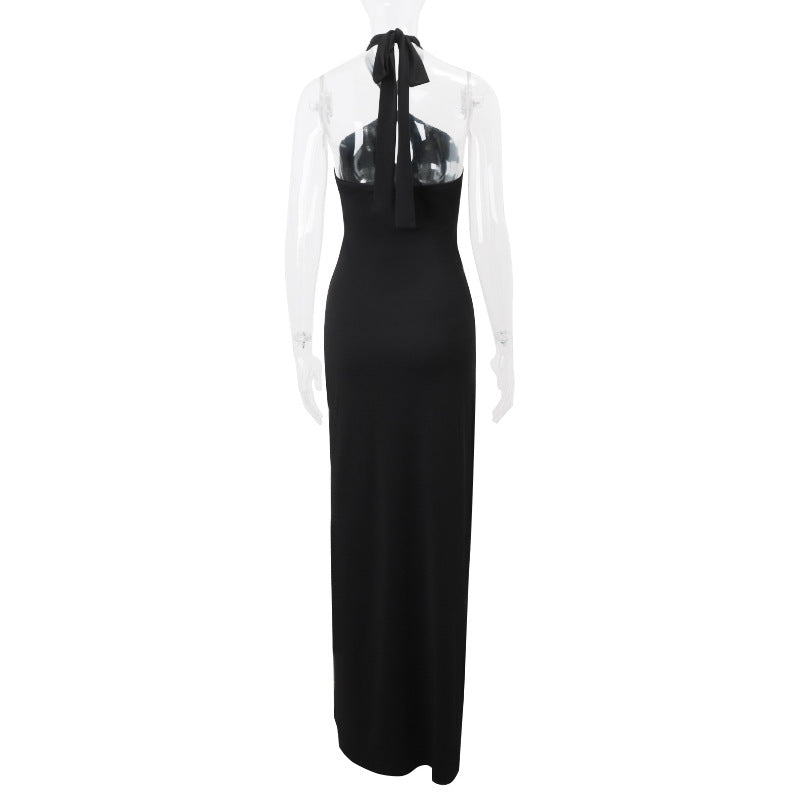 Women Clothing Summer Sexy off Shoulder High Waist Slim Solid Color Sheath Dress