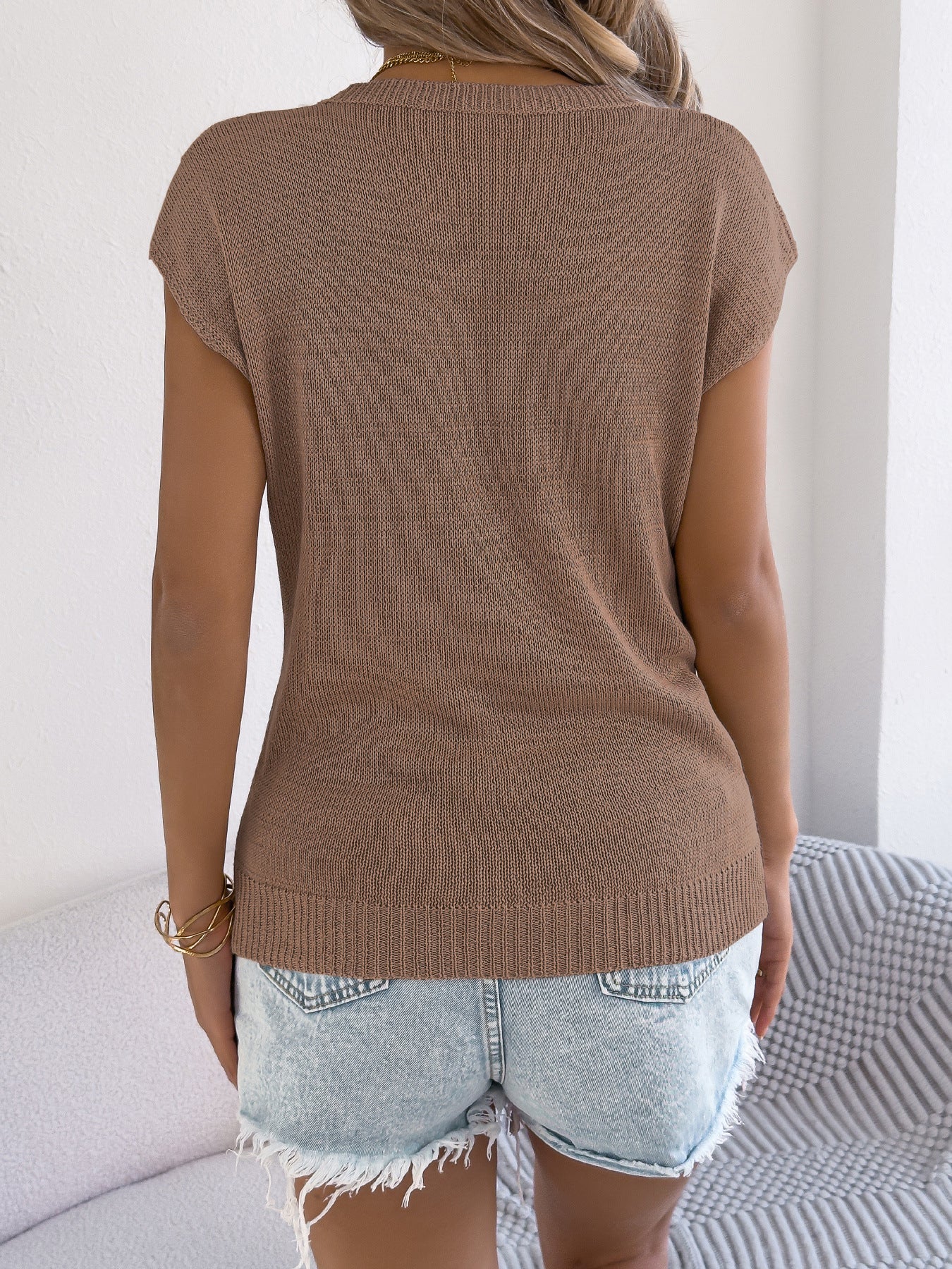 Spring Summer Hollow Out Cutout Twist Batwing Sleeve Casual Loose Knitwear Top Stand Independently Women Clothing