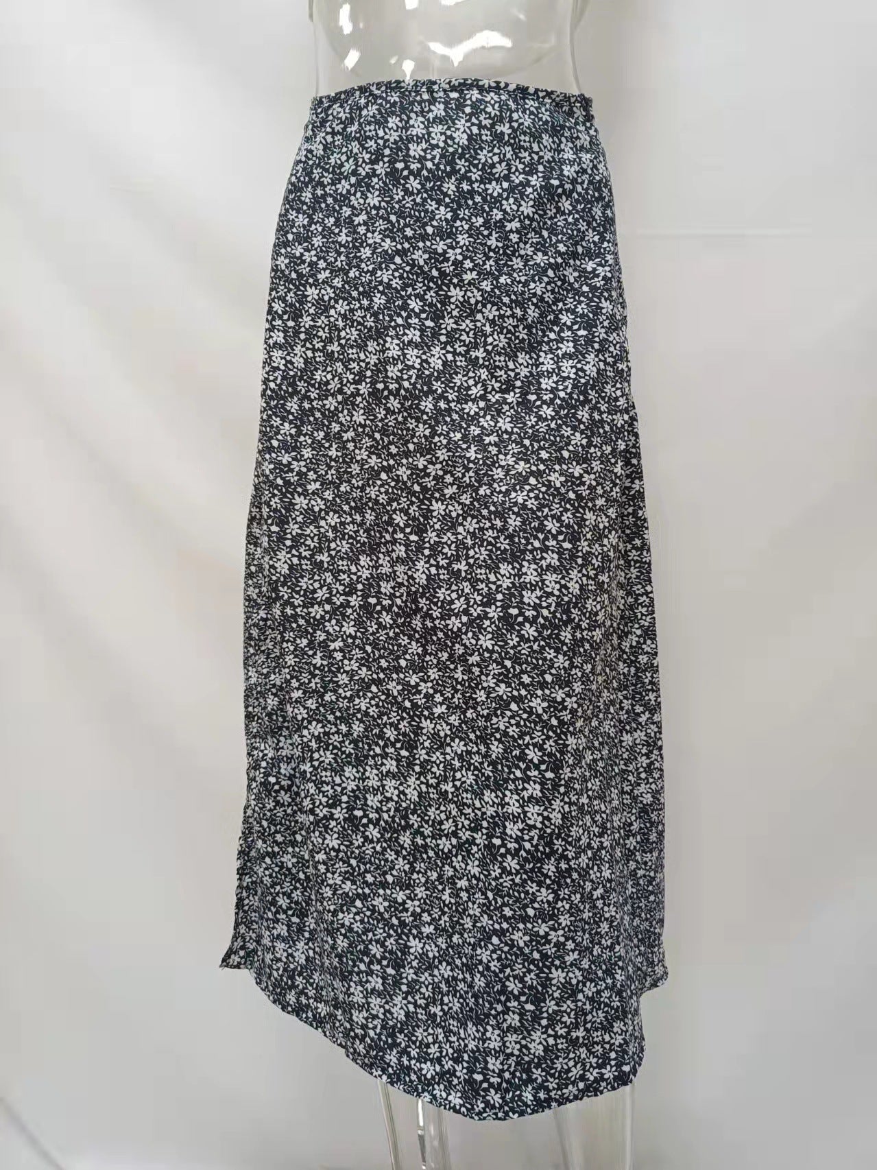 Summer Floral Skirt Split A- line Sheath Mid-Waist Skirt