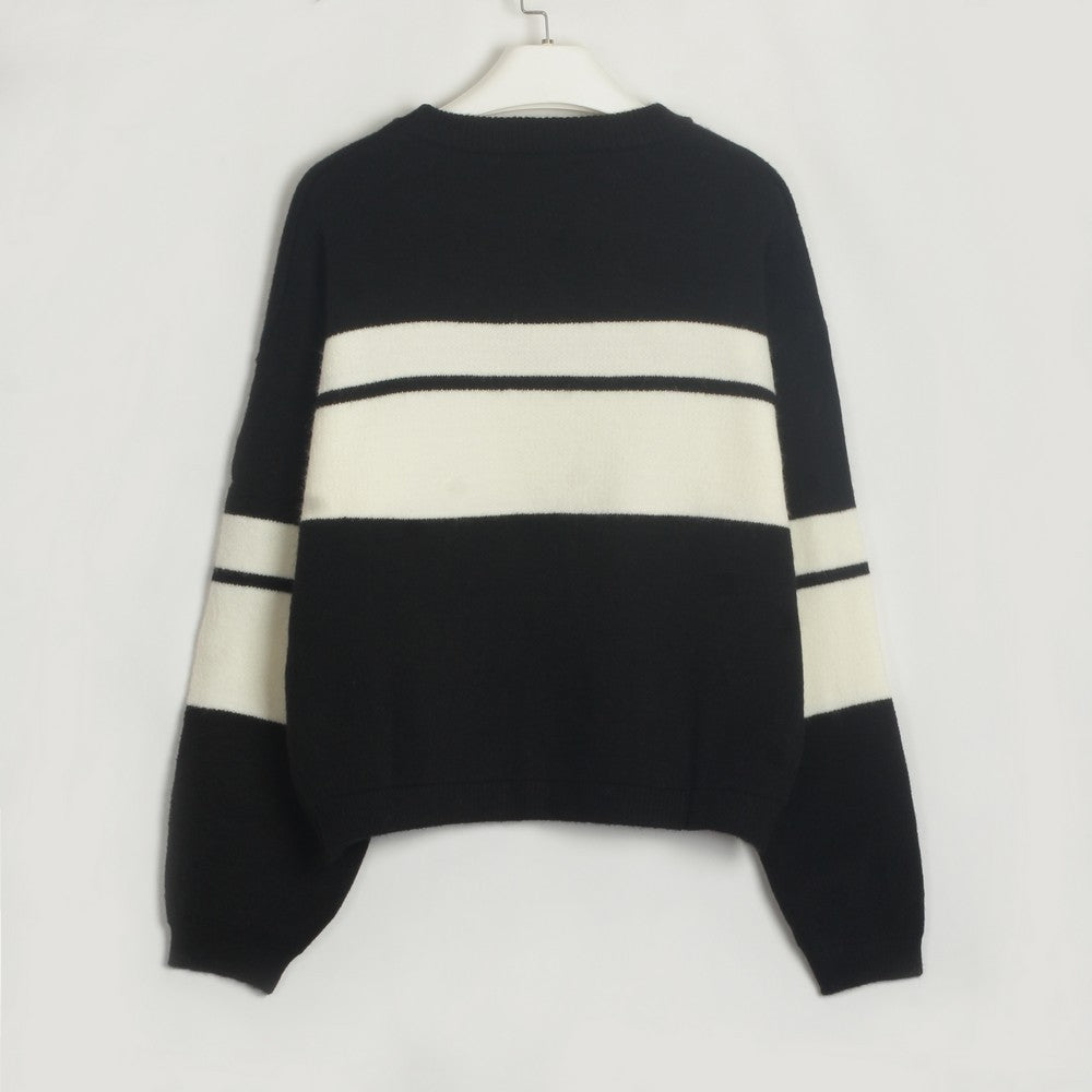 Women Clothing Colorblock All Matching Top Simple Classic Casual Sweater