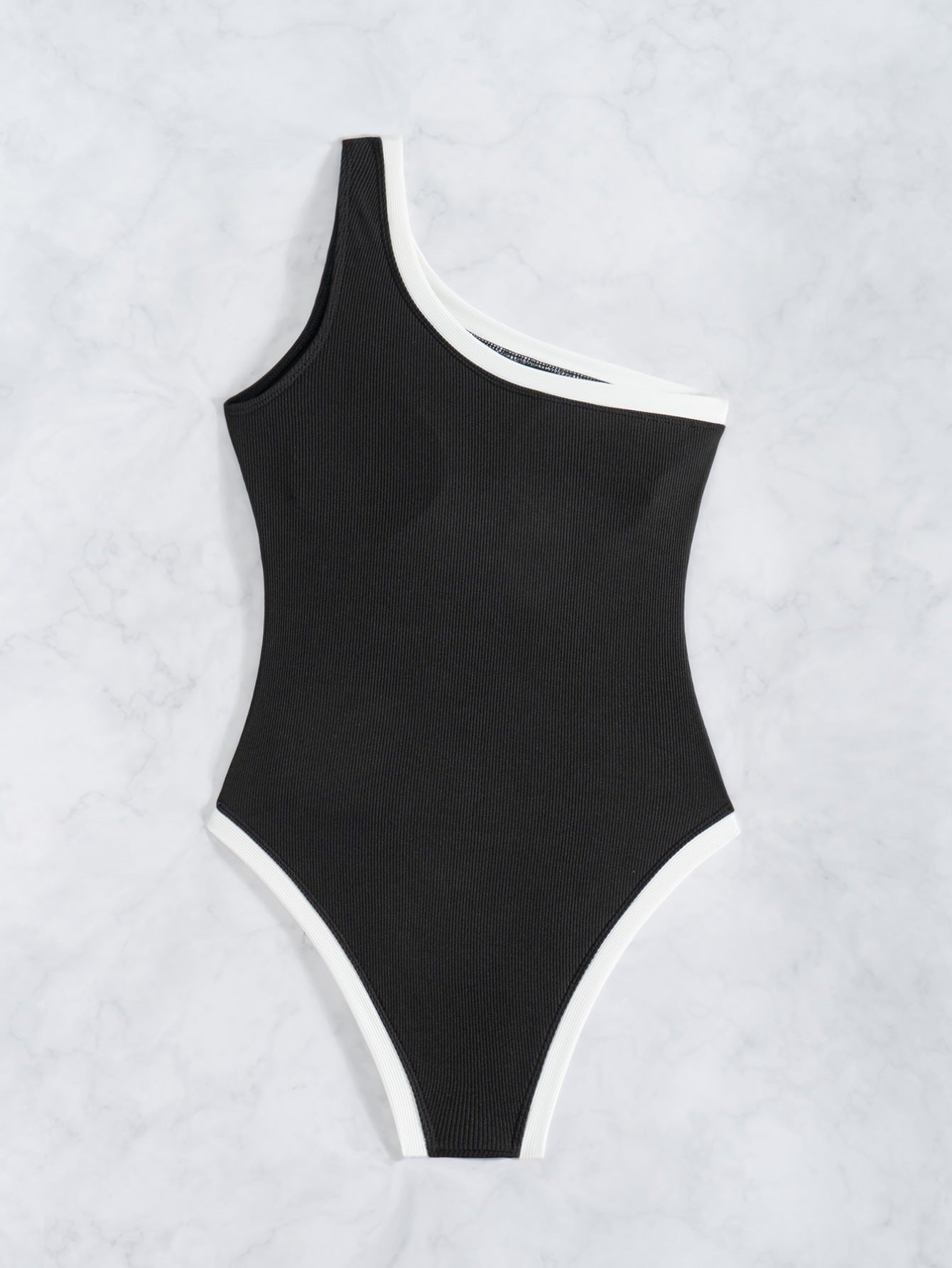 Solid Color Sexy One Shoulder Design One Piece Women Swimsuit