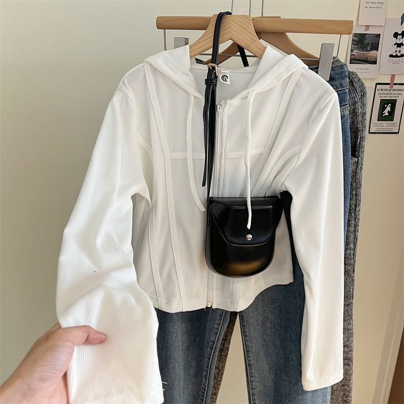 Autumn Winter Sweater Women Hooded Long Sleeve Short Cardigan Sexy Slim Fit Warm Jacket