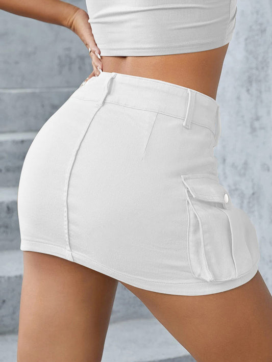 Autumn Street Solid Color Low Waist Slim Fit Package Hip Skirt Women