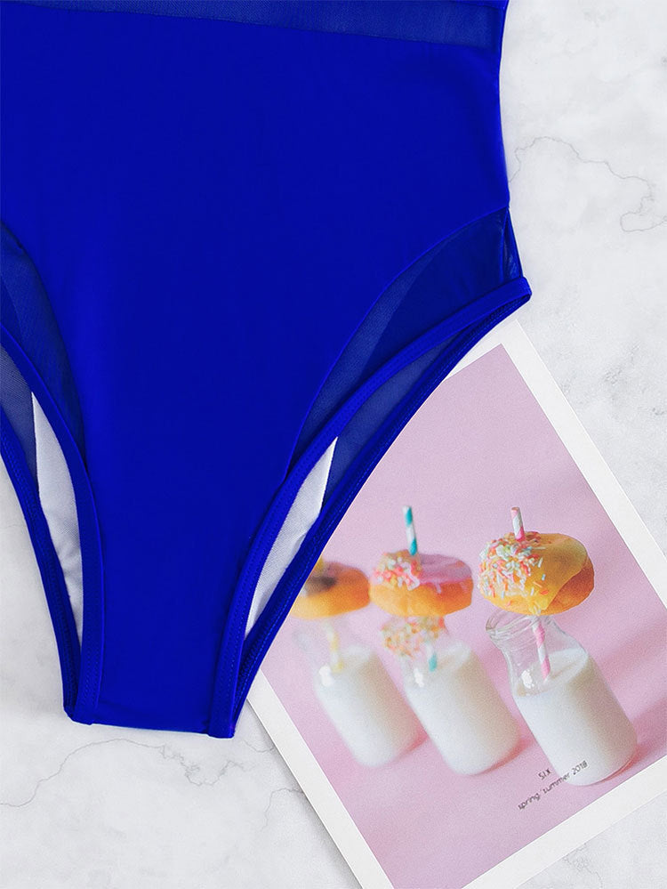 Solid Color Spun Yarn One Piece Swimsuit Women Deep V Plunge Sexy Spring Swimwear