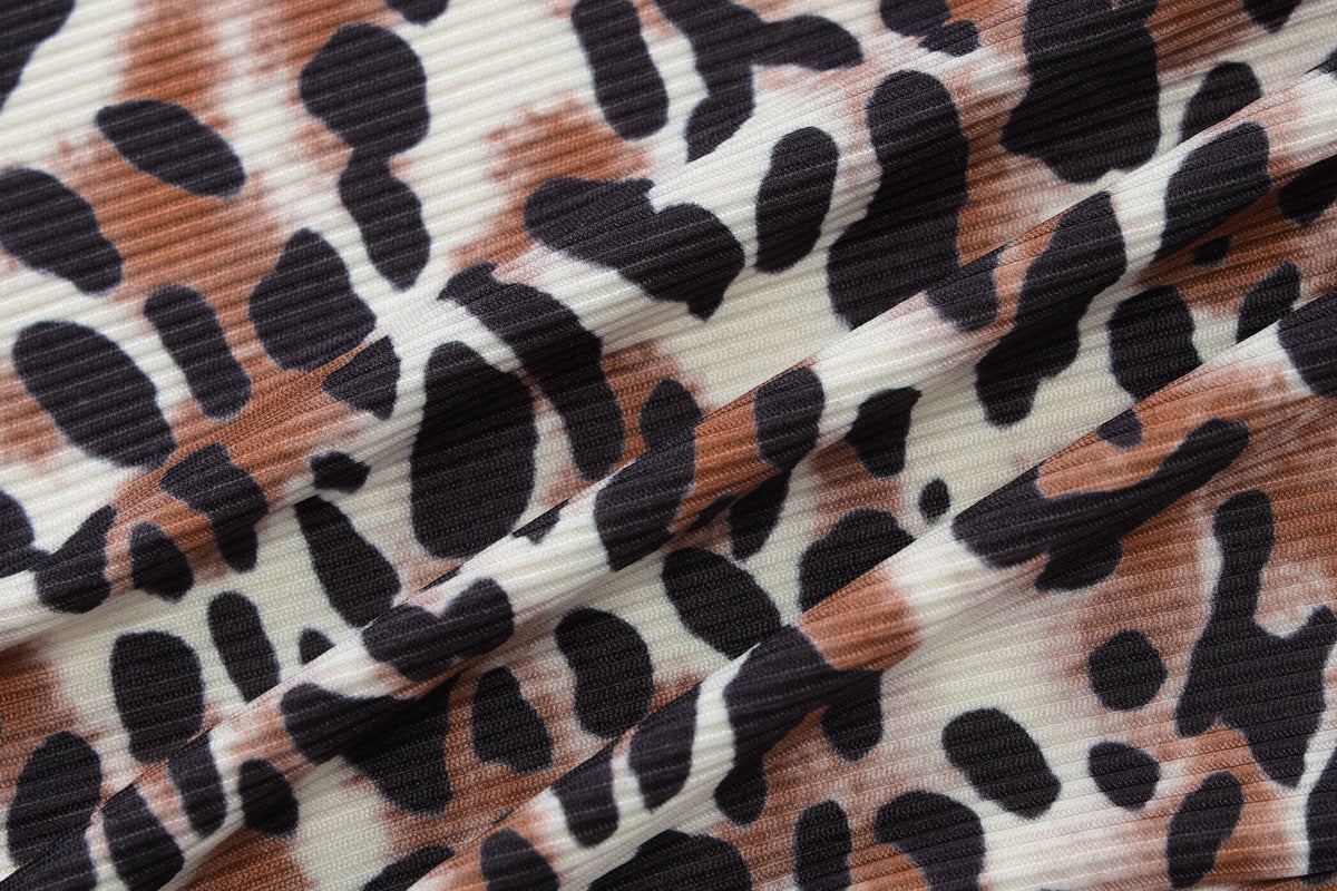 Women Clothing Summer Leopard Print Printed Sexy Sling Slim Sheath Jumpsuit