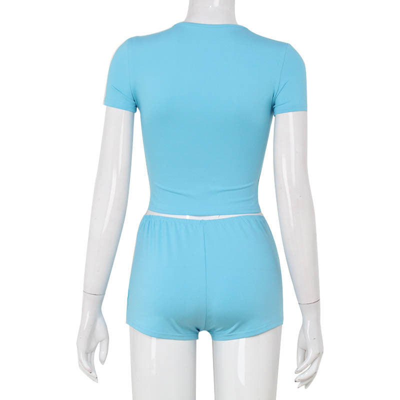 Sexy Letter Graphic Print Cropped Top Tight Hip Wrapped Pants Skirt Sexy Suit
