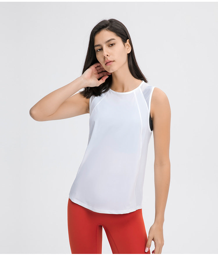 Spring Summer Back Hollow Out Cutout Sports Sleeveless T shirt Light Breathable Cooldry Workout Top