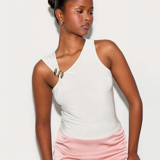 Women Clothing Summer Sexy Simple Solid Color Tight Trim Long Vest Women