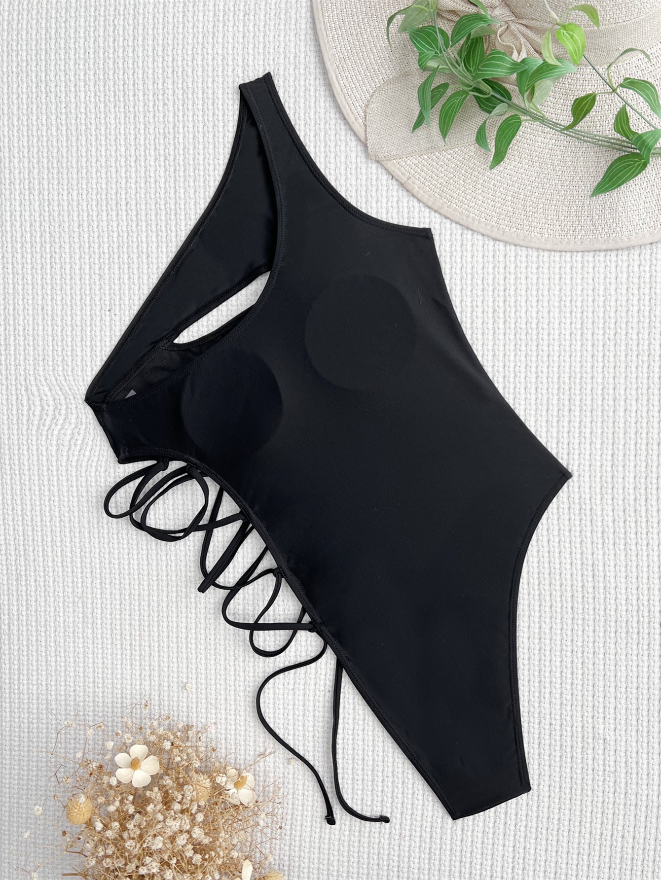 One Piece Swimsuit One Shoulder Bikini Swimwear Women Hollow Out Cutout out Swimwear Solid Color Bikini