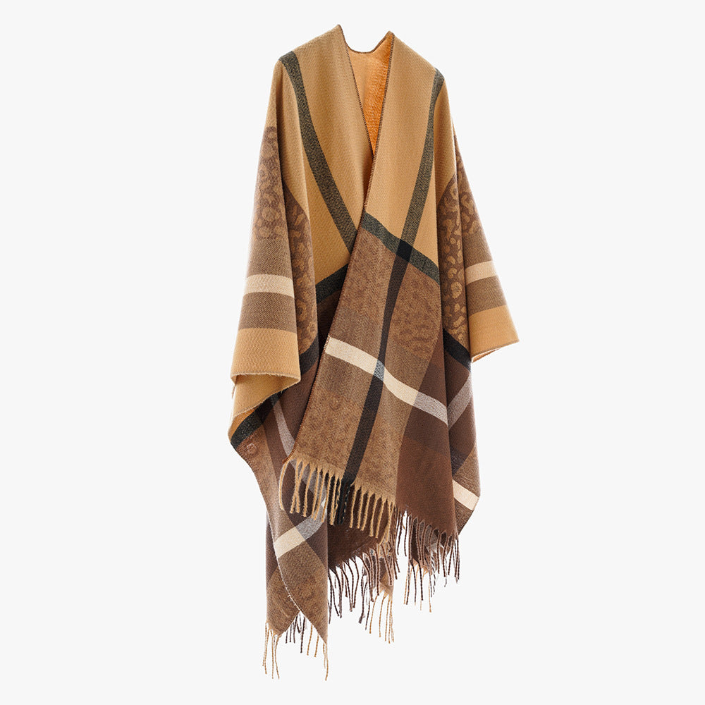 Arrival Shawl Women Plaid Shawl Cardigan Warm Tassel Outer Shawl