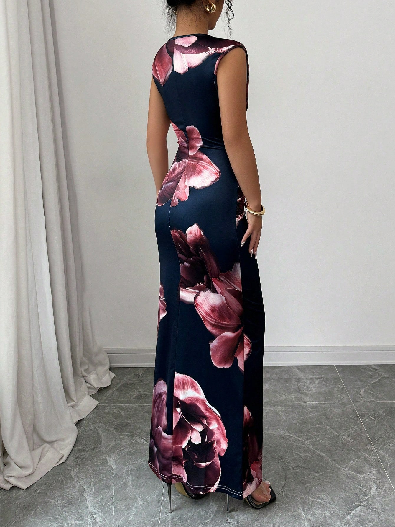 Women Clothing Summer Sleeveless Printed Slim Sheath Dress Elegant Graceful Women Clothing