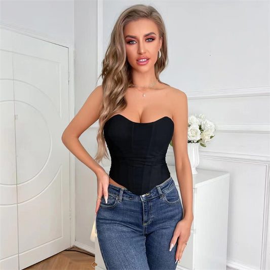 Black Breathable Mesh Elastic Tube Top Chest Support Sexy Top Supply Breathable