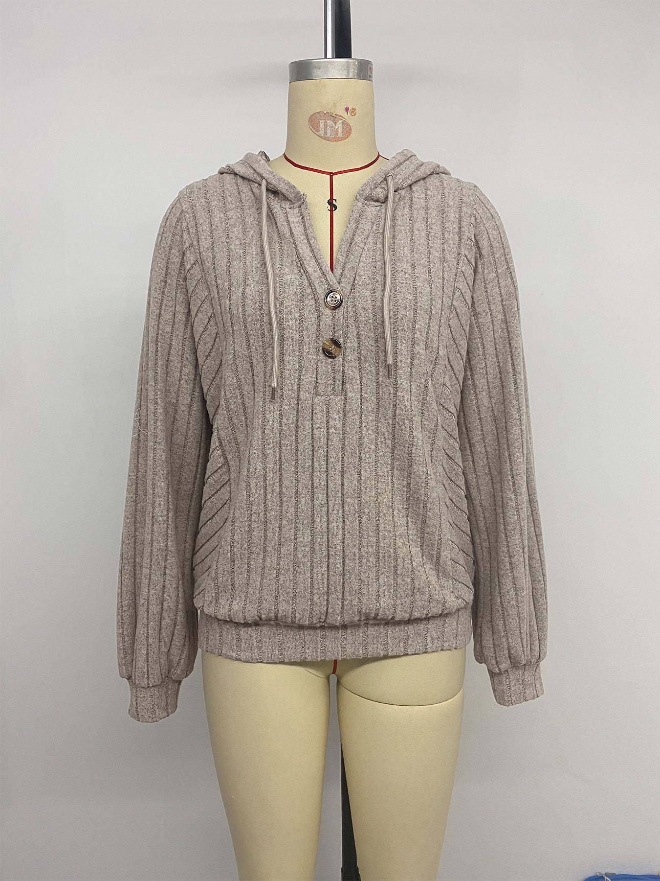 Inner Wear Home Casual Laid Sunken Stripe Hooded Solid Color Sweater Top