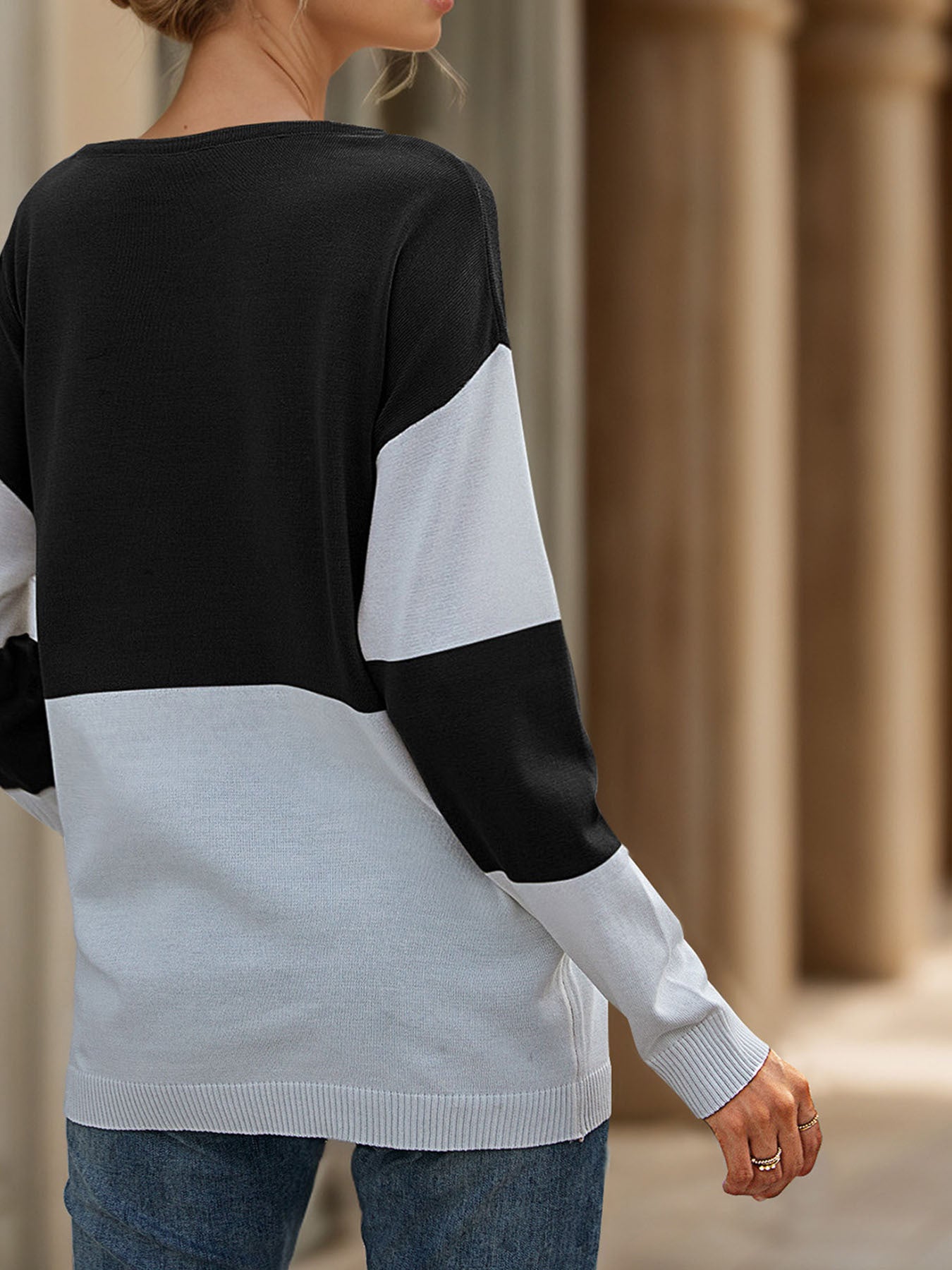 Loose Round Neck Base See through Mesh Knitted Sweater Women Casual Autumn