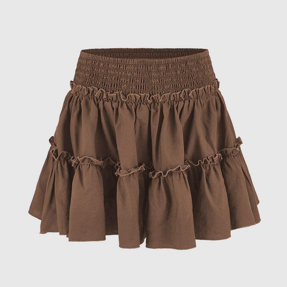 Floral Skirt Pants Lined A line Skirt High Quality Smocking Tight Waist Elastic Culottes