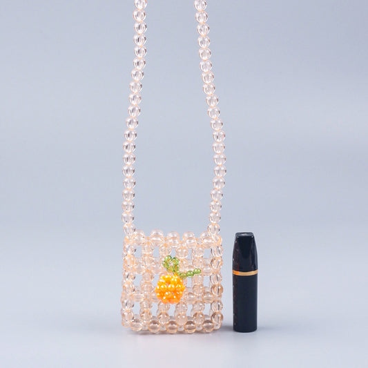 Mini Headset Shoulder Crossbody Small Square Bag Beaded Acrylic Special Interest All Match Bag
