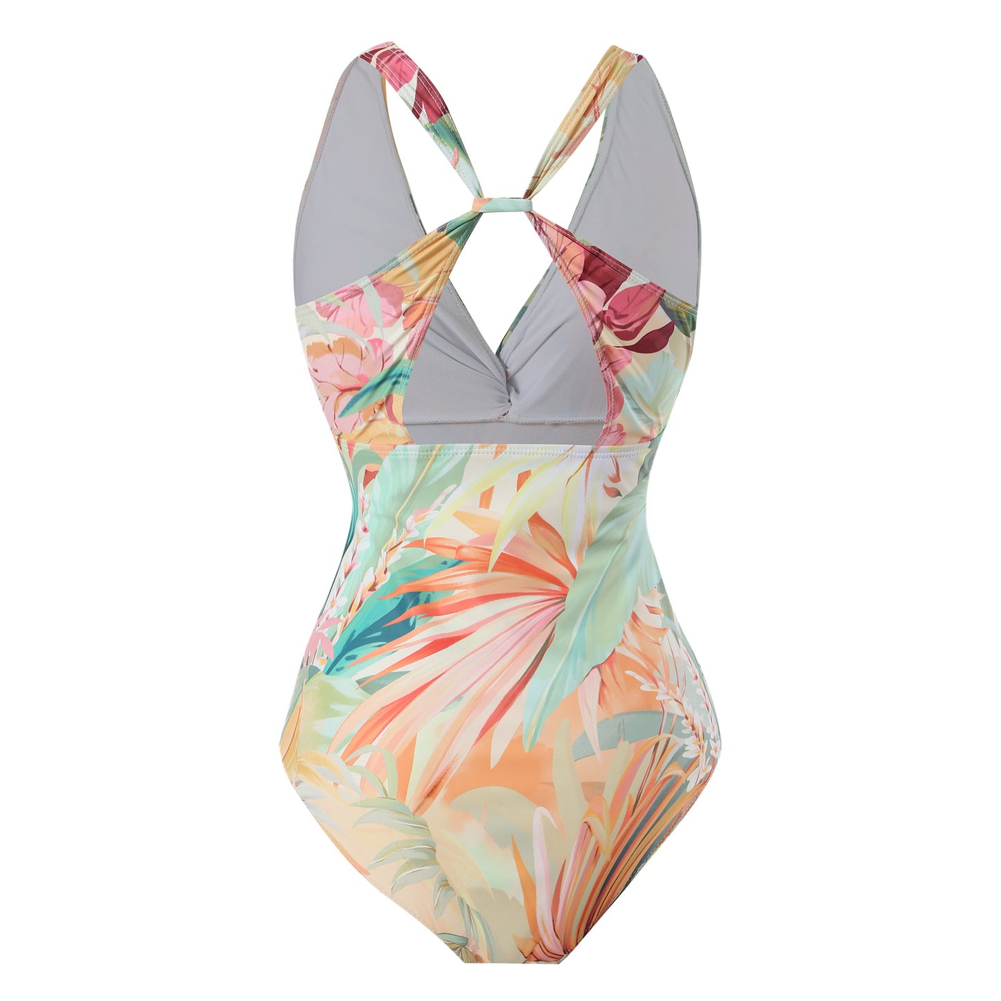 One Piece Swimsuit Women Conservatively Thin Vintage Printed Hard Bag Swimsuit with Steel Bracket Tulle Skirt