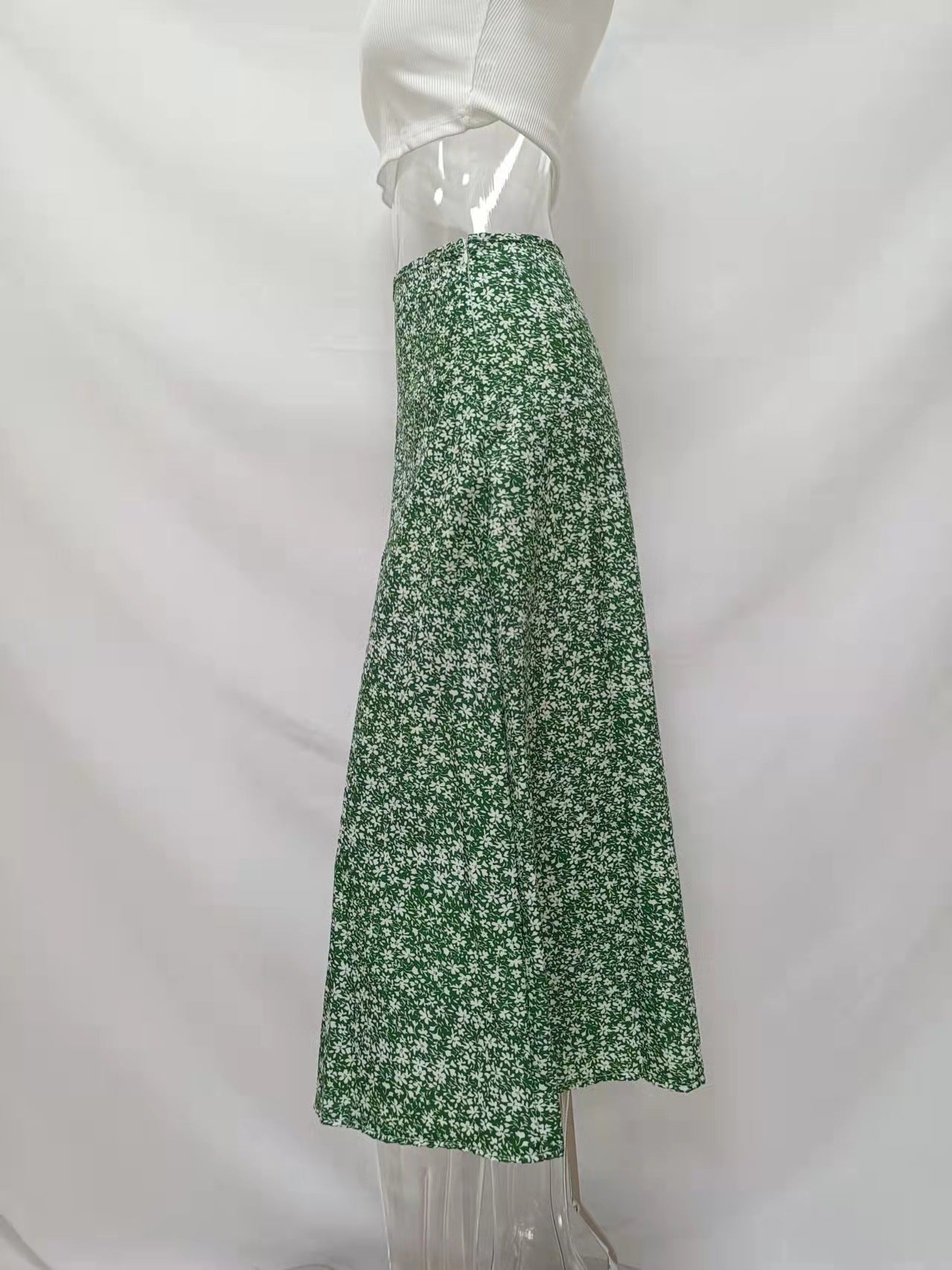 Summer Floral Skirt Split A- line Sheath Mid-Waist Skirt