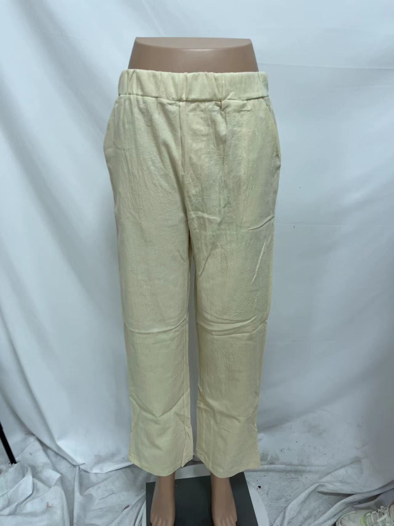 Summer Dried Shrimp Women Casual Elastic Straight Leg Trousers