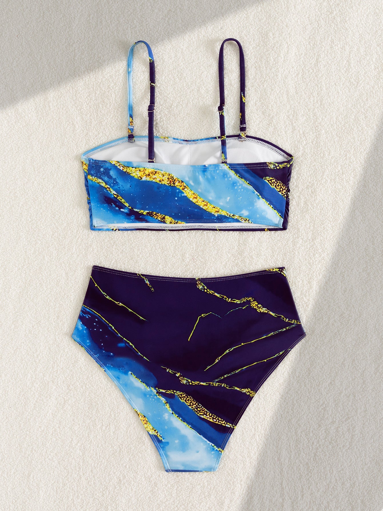Bikini Detachable Shoulder Strap Gradient Printing High Waist Sexy Split Bikini Swimsuit Women