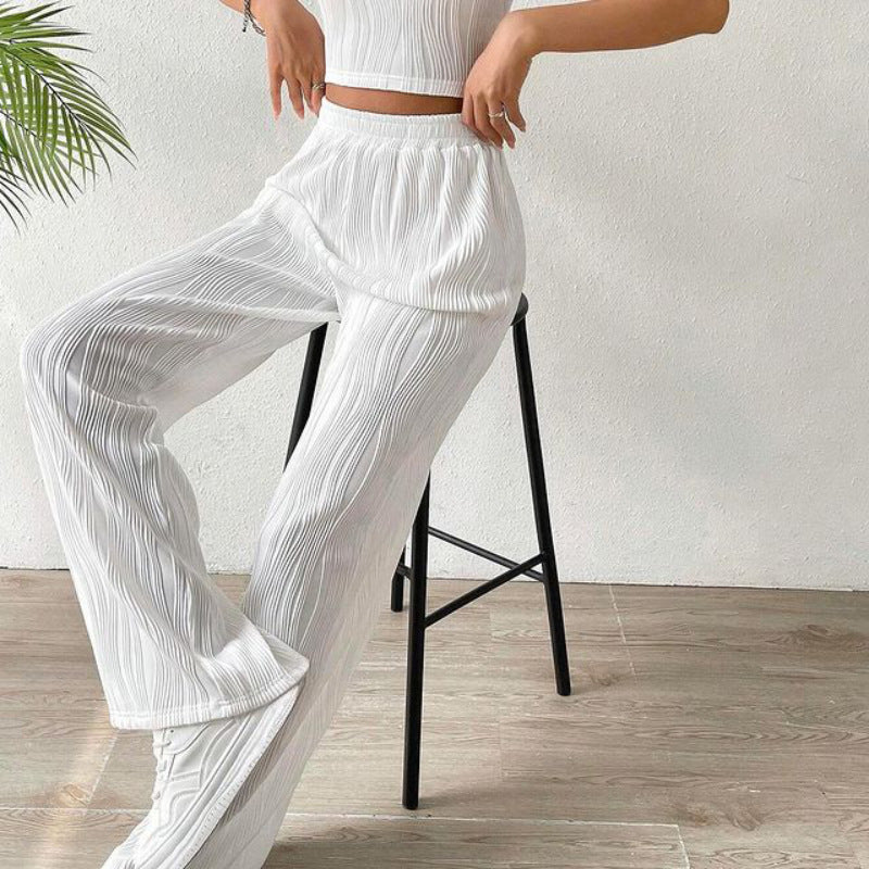 Fall Women's Clothing Office Striped Straight Women Casual Pants High Waist Slimming Women Pants