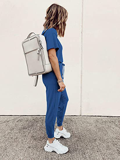 Autumn Winter Women Clothing Home Loose Solid Color Short Sleeve Casual Suit Women