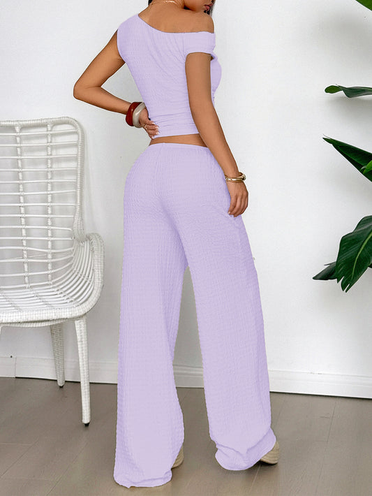 Casual Vacation Vest Wide Leg Trousers Two Piece Set Women Clothing Spring Summer