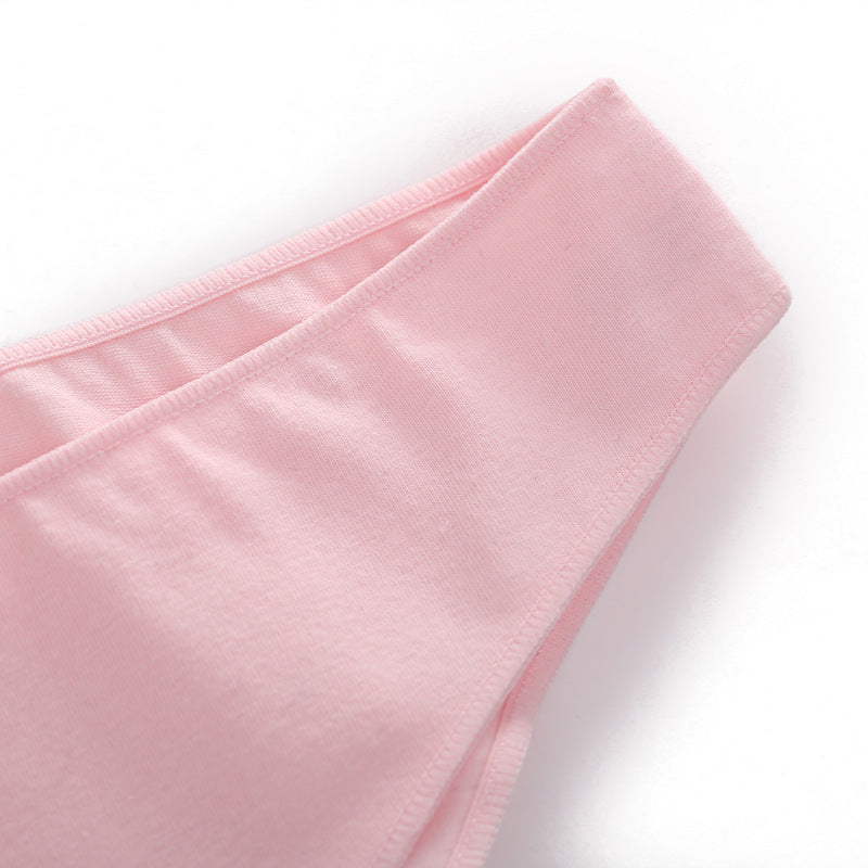 Women Briefs Basic Solid Color Cotton Underwear High Slit Comfortable T-Back