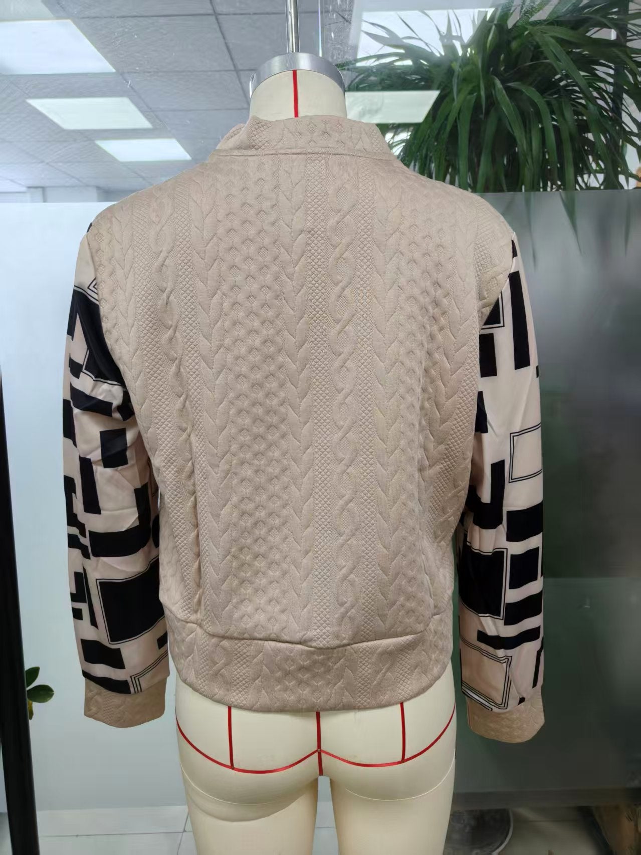 Women Jacket Wild Vintage Plaid Casual Zip Coat