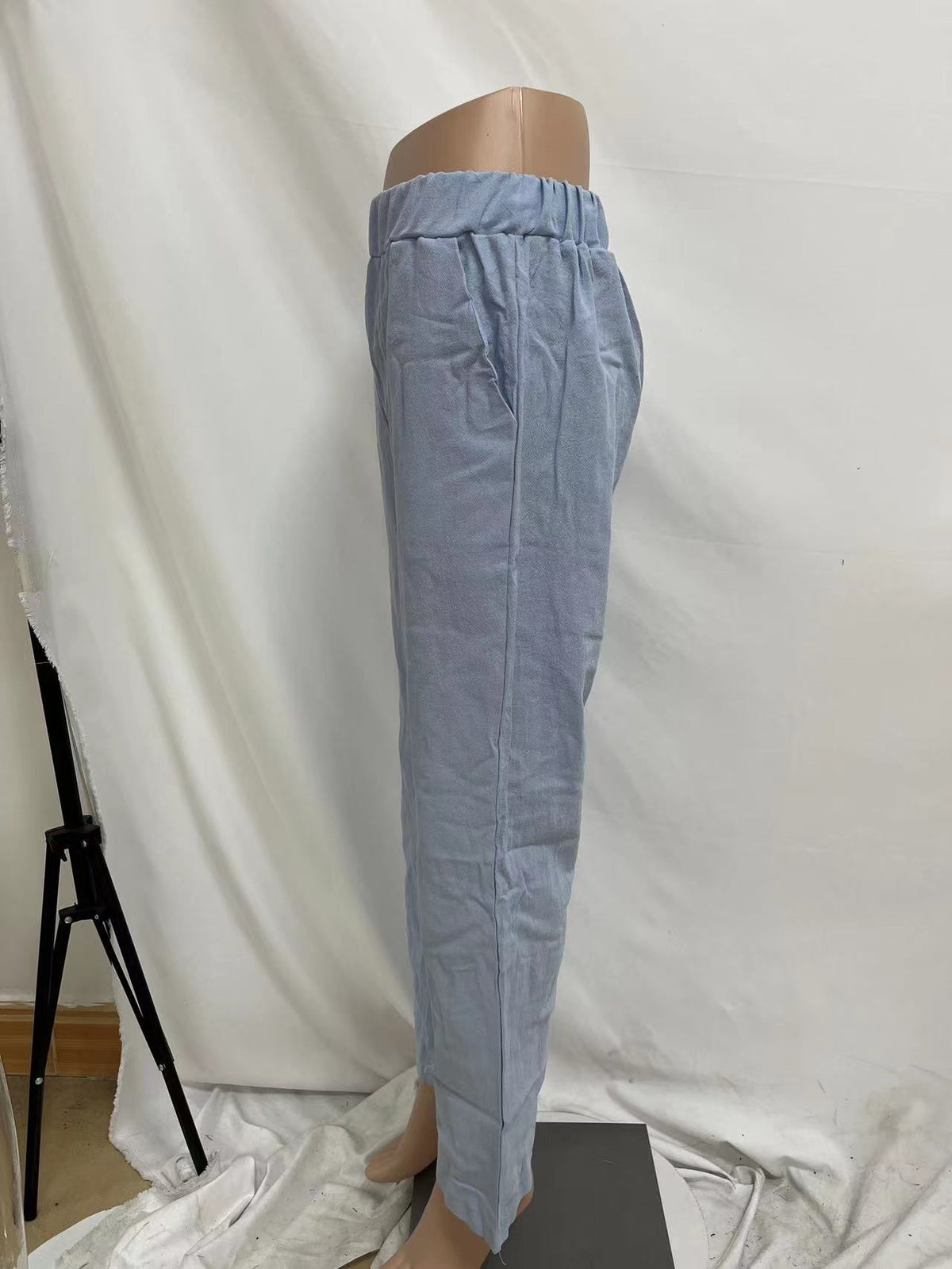 Summer Dried Shrimp Women Casual Elastic Straight Leg Trousers