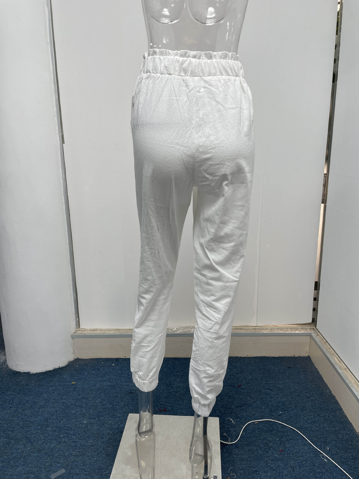 Women Clothing Spring Ruffled Elastic Waist High Waisted Trousers