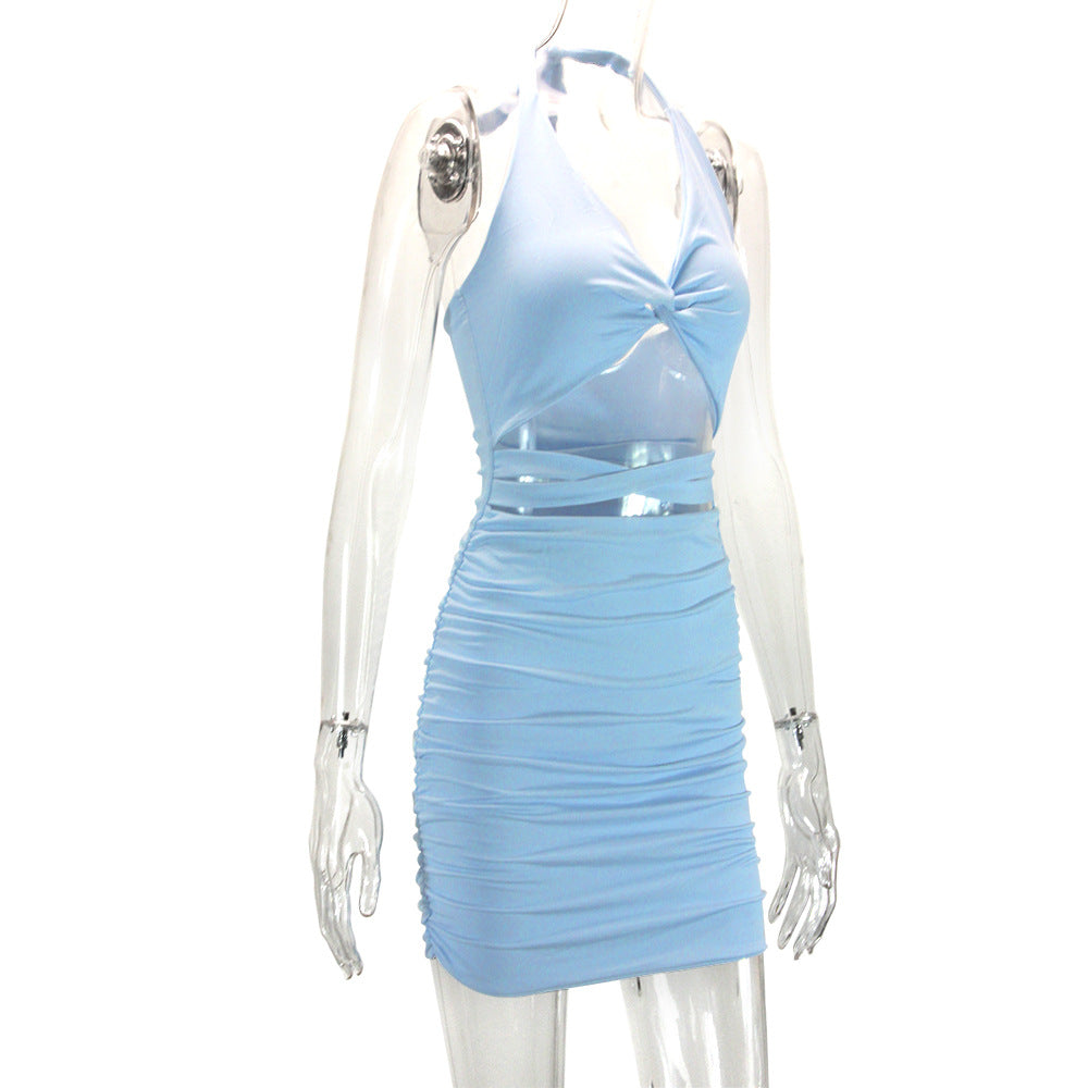 Summer Women Clothing Halter Backless Slim Sheath Sexy Dress