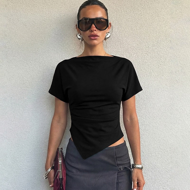Women Clothing Spring Slim Fit Slimming Top Solid Color Underwear Short Sleeved T shirt
