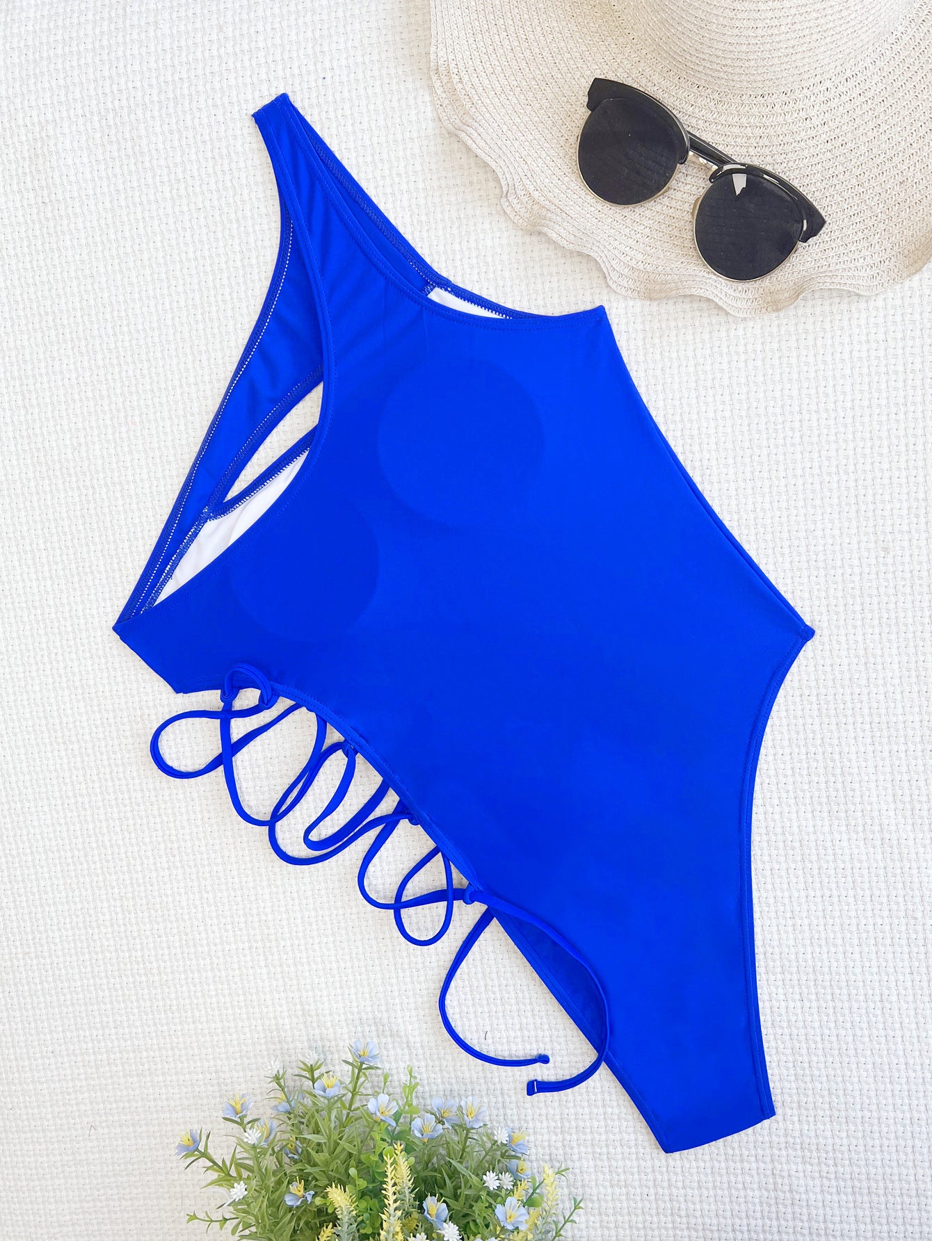 One Piece Swimsuit One Shoulder Bikini Swimwear Women Hollow Out Cutout out Swimwear Solid Color Bikini