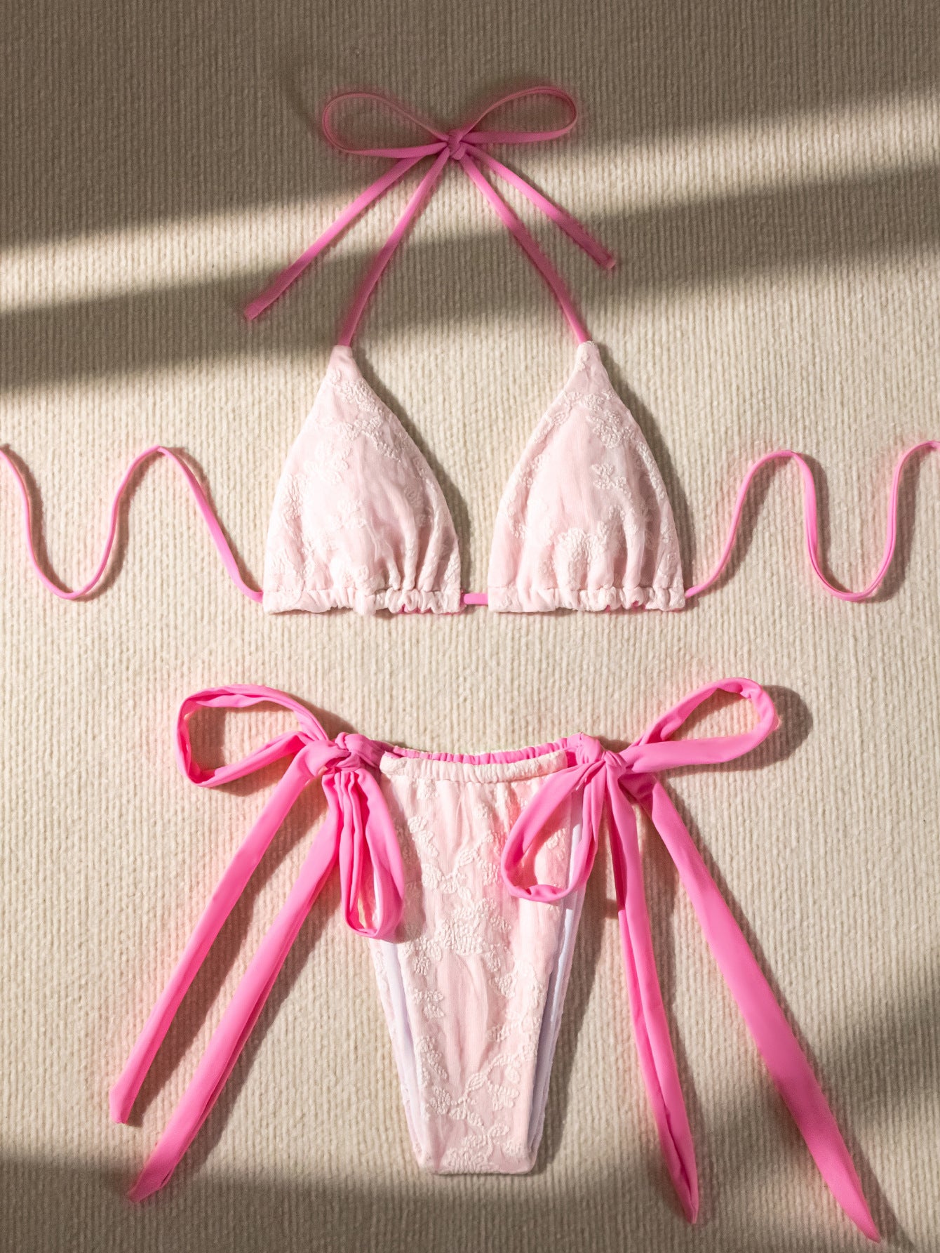 Women Seperated Swimwear Lace Sweet Halter Lace up Sexy Swimsuit