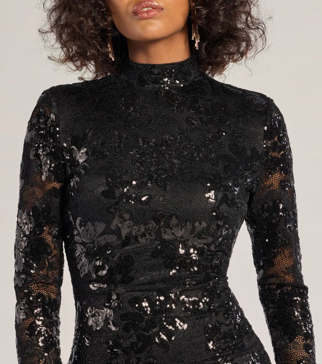 Women Clothing Long Sleeve Sequ Dress All Match Dress