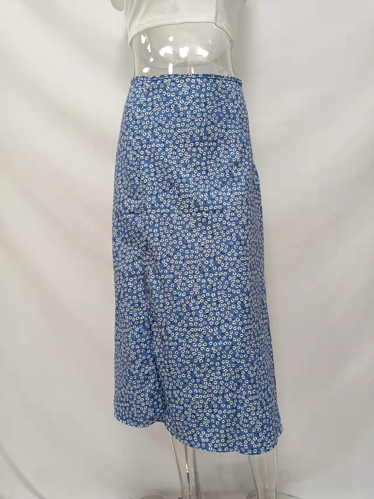 Summer Floral Skirt Split A- line Sheath Mid-Waist Skirt