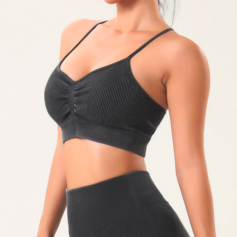 Matte Black Spaghetti Strap Bra