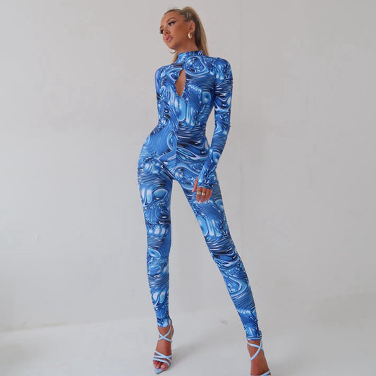 Women Autumn Winter Chest Cutout out Long Sleeve Backless Jumpsuit Jumpsuit Women