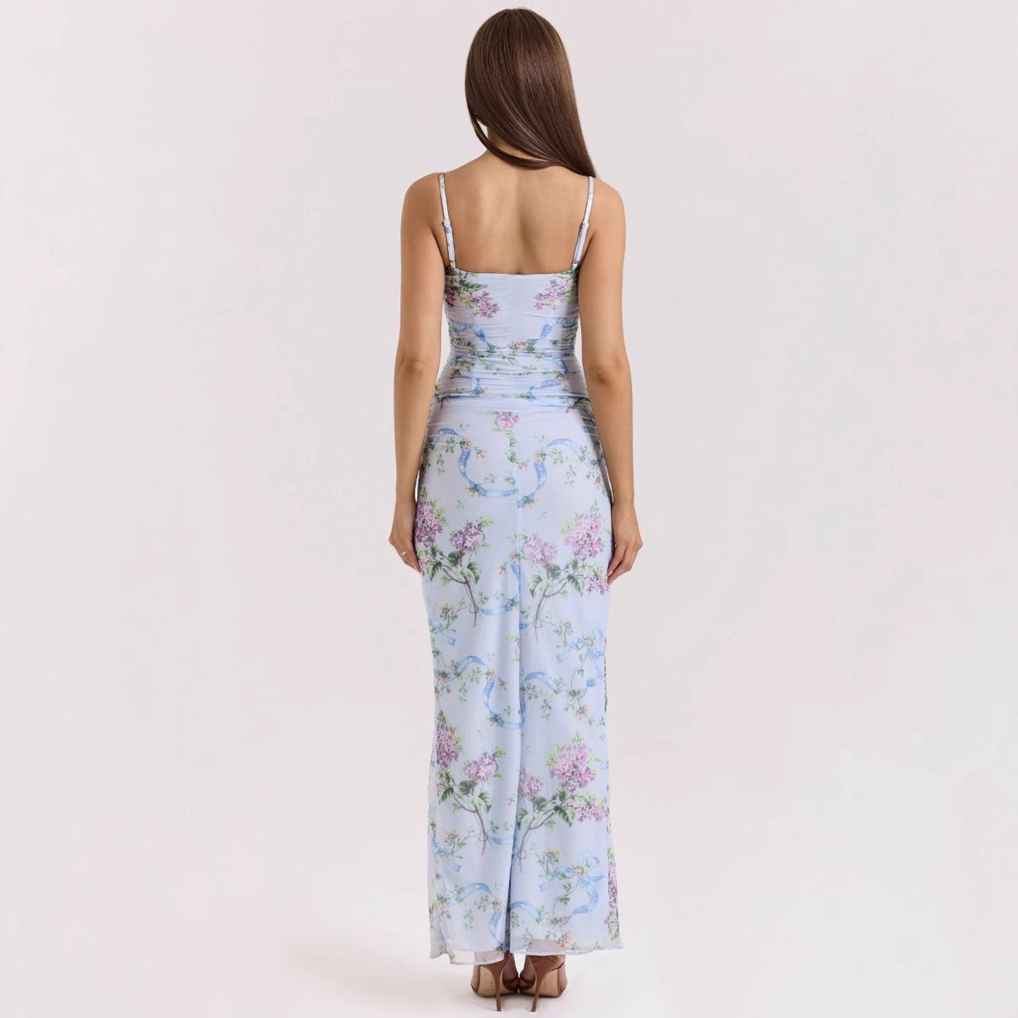 Summer Women Clothing Sexy Entry Lux Floral Spaghetti Straps Slimming Dress
