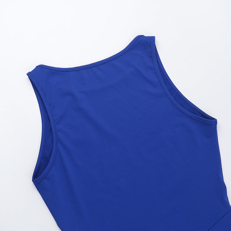 Dress Women round Neck Sleeveless Slim Fit Dress Sexy Solid Color Dress
